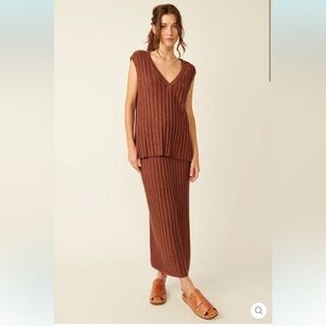 Free People Brown Sweater Set (Tank and Skirt)